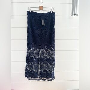 NWT - LeChateau Maxi Skirt - Navy - Lace Short Lining _ Size Large